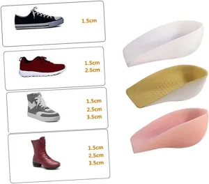 1Pair Unisex Invisible Insoles Translucent Heightening Silicone Pads Lift for Men and Women Comfortable Non Slip Heel Pads Fits Sneakers and Boots Shockproof and Odorless