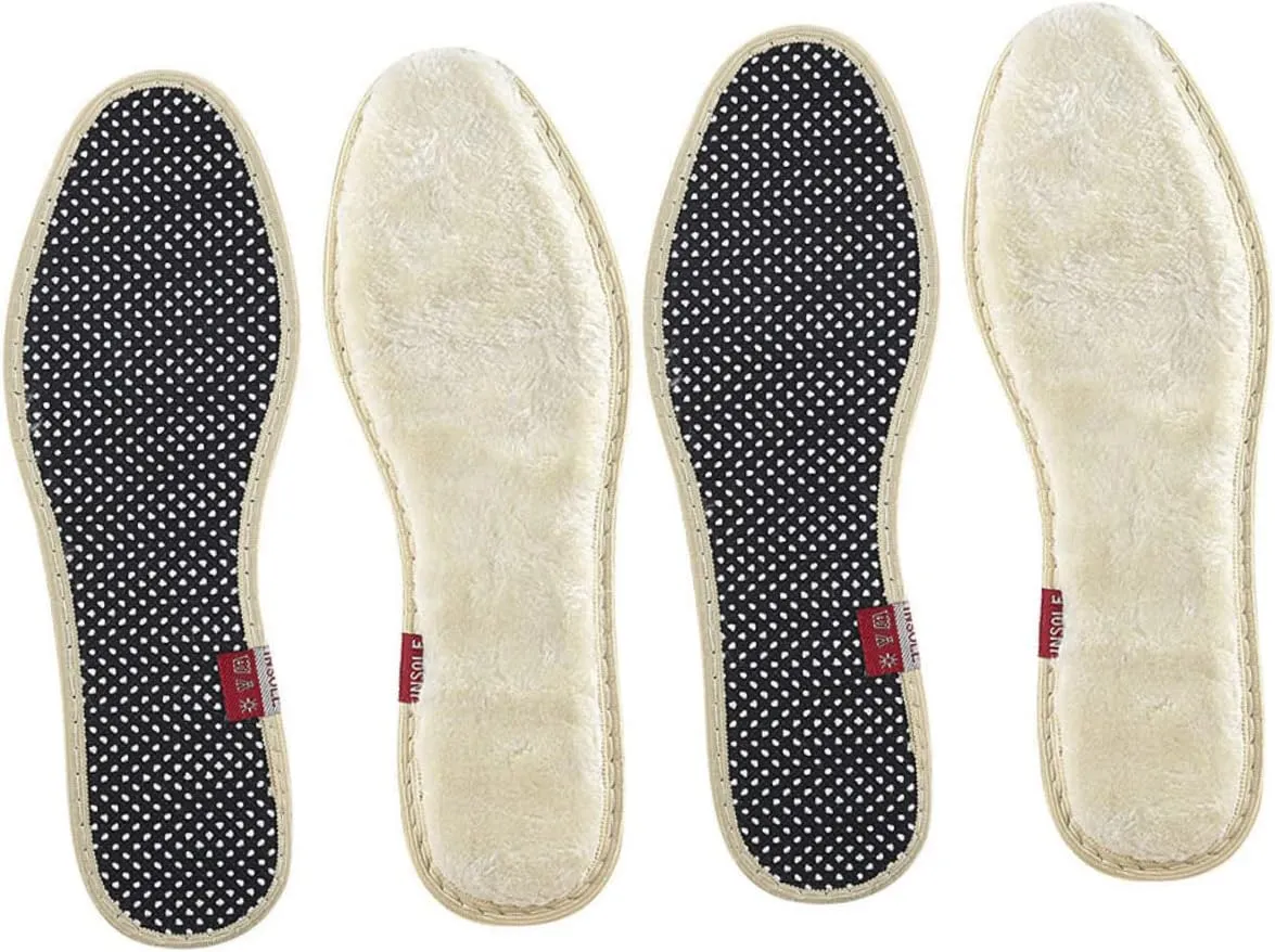 2Pairs Winter Imitation Wool Insoles Thickened Warm Breathable Shoe Pads for Men and Women Non Slip Comfortable Inserts for Sneakers Boots and Everyday Use