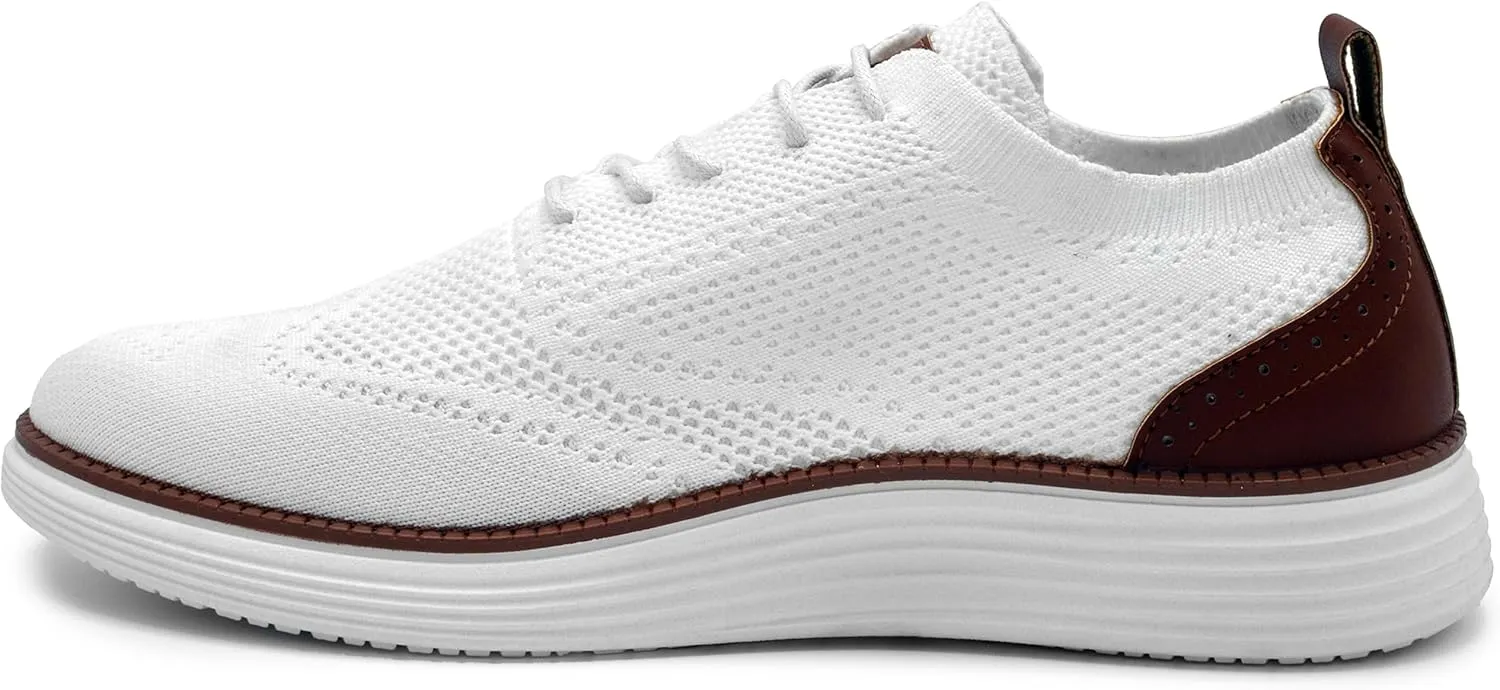 AKADEMIKS Men's Olney Wingtip Knit Oxford, Sleek Breathable Dress Shoes