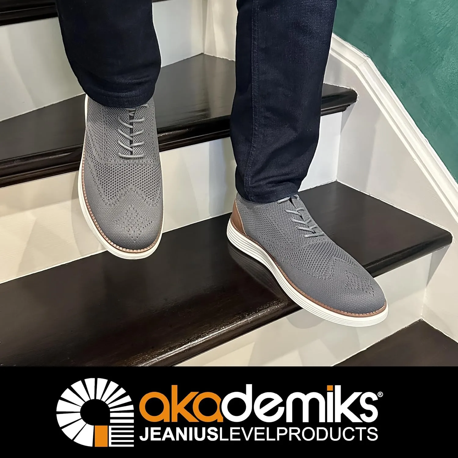 AKADEMIKS Men's Olney Wingtip Knit Oxford, Sleek Breathable Dress Shoes