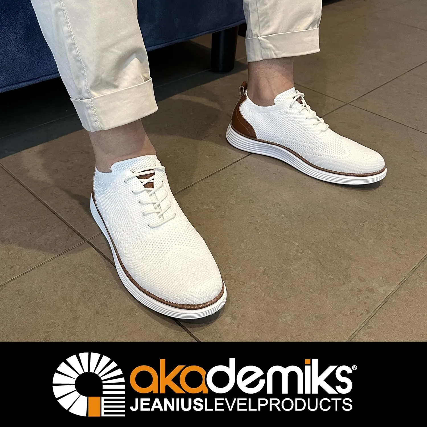 AKADEMIKS Men's Olney Wingtip Knit Oxford, Sleek Breathable Dress Shoes