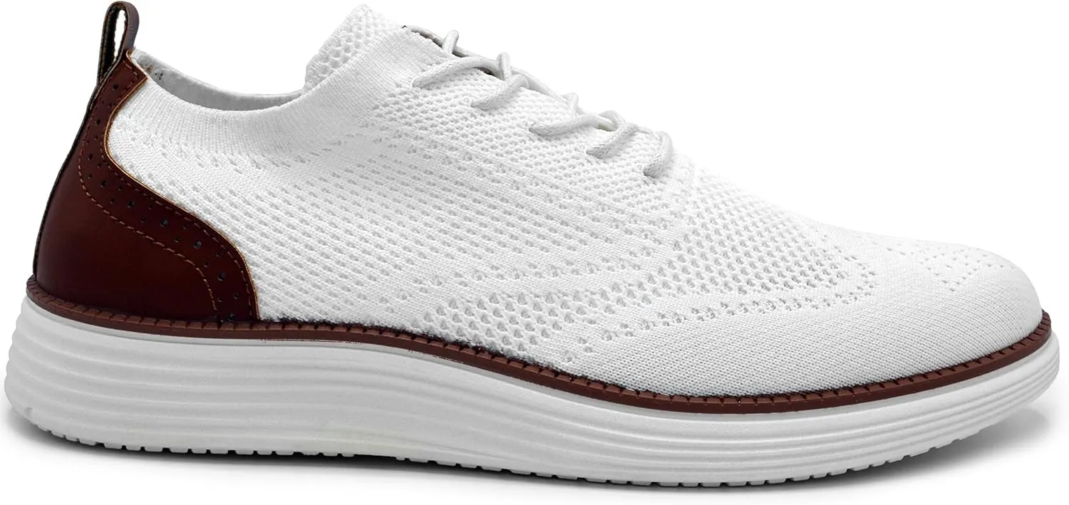 AKADEMIKS Men's Olney Wingtip Knit Oxford, Sleek Breathable Dress Shoes