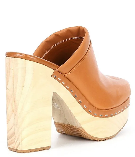 Alvara Mule Toe Madden Steve Heeled Slip Loyal customers Leather On Cognac Squared Clog Responsive service Block