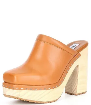 Alvara Mule Toe Madden Steve Heeled Slip Loyal customers Leather On Cognac Squared Clog Responsive service Block
