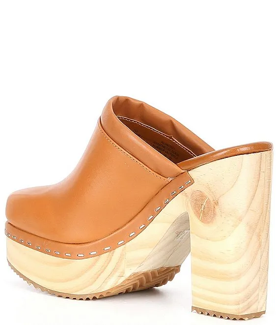 Alvara Mule Toe Madden Steve Heeled Slip Loyal customers Leather On Cognac Squared Clog Responsive service Block