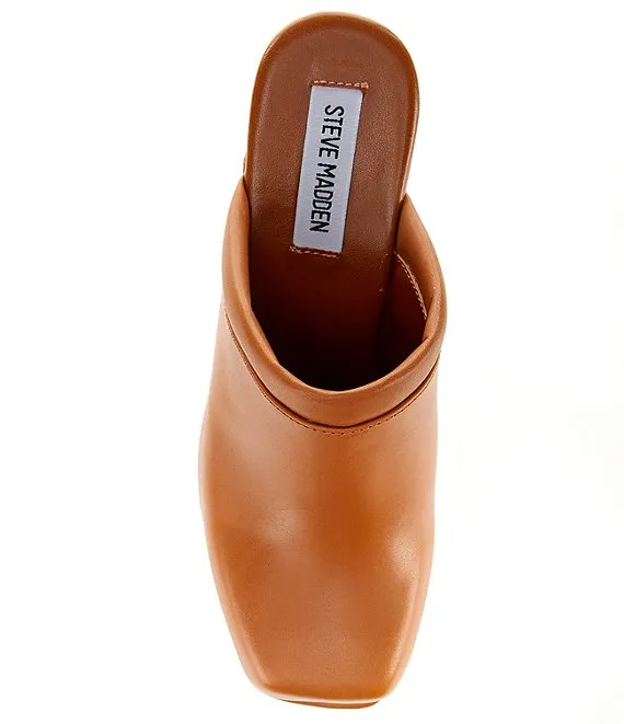 Alvara Mule Toe Madden Steve Heeled Slip Loyal customers Leather On Cognac Squared Clog Responsive service Block