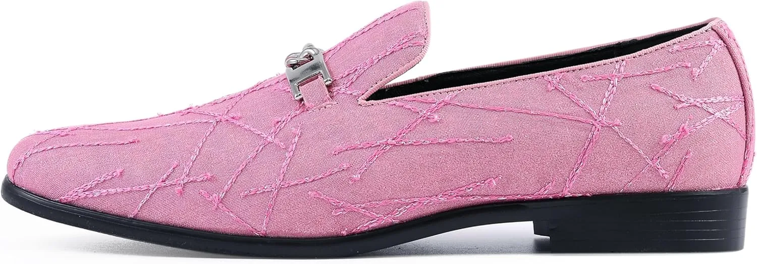 Amali Fay Velvet Men’s Slip-On Shoes with Gold Chain Ornament Dress Shoes for Men Velvet Formal Loafers for Men The Original Smoking Men Tuxedo Dress Shoes