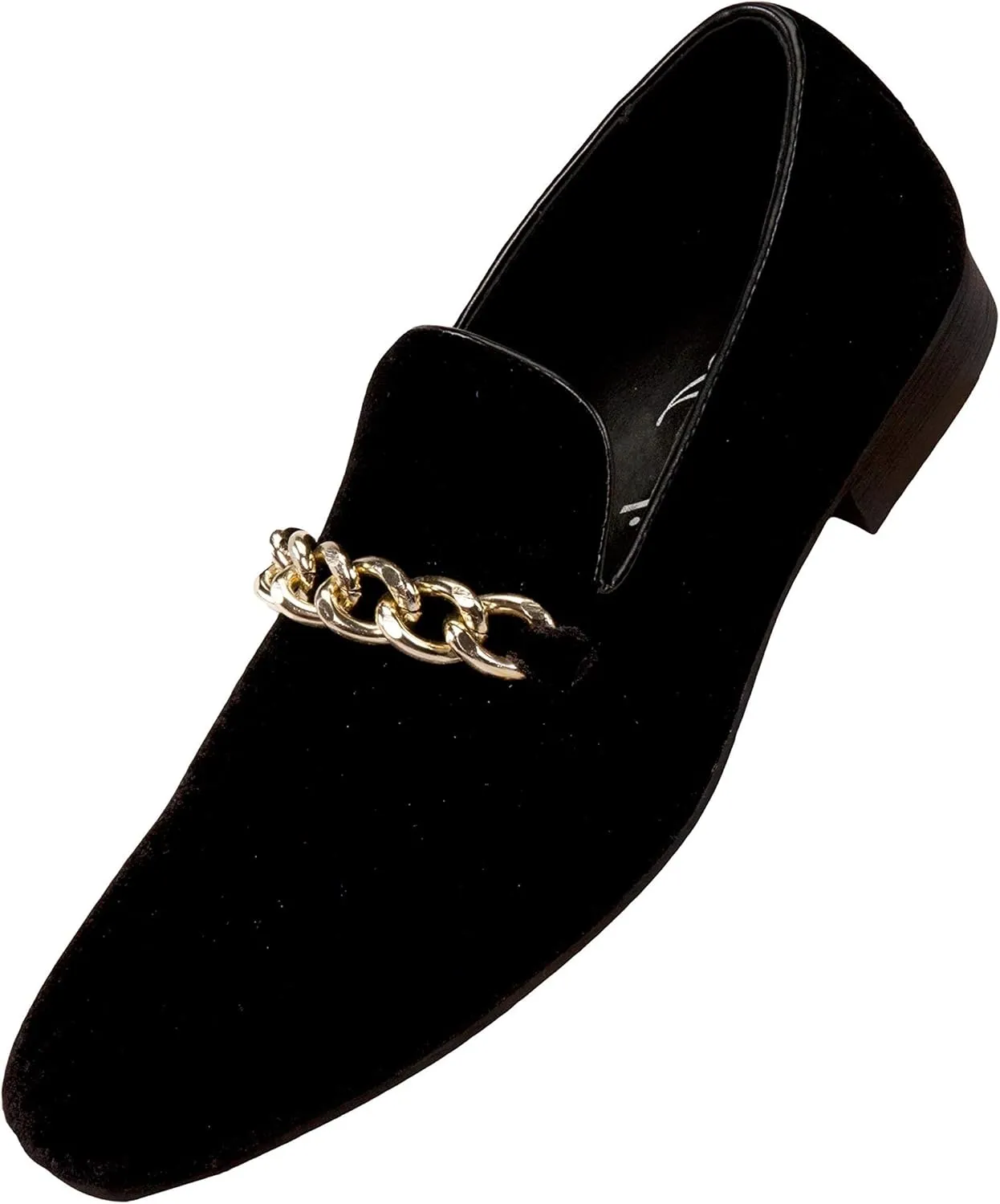 Amali Fay Velvet Men’s Slip-On Shoes with Gold Chain Ornament Dress Shoes for Men Velvet Formal Loafers for Men The Original Smoking Men Tuxedo Dress Shoes