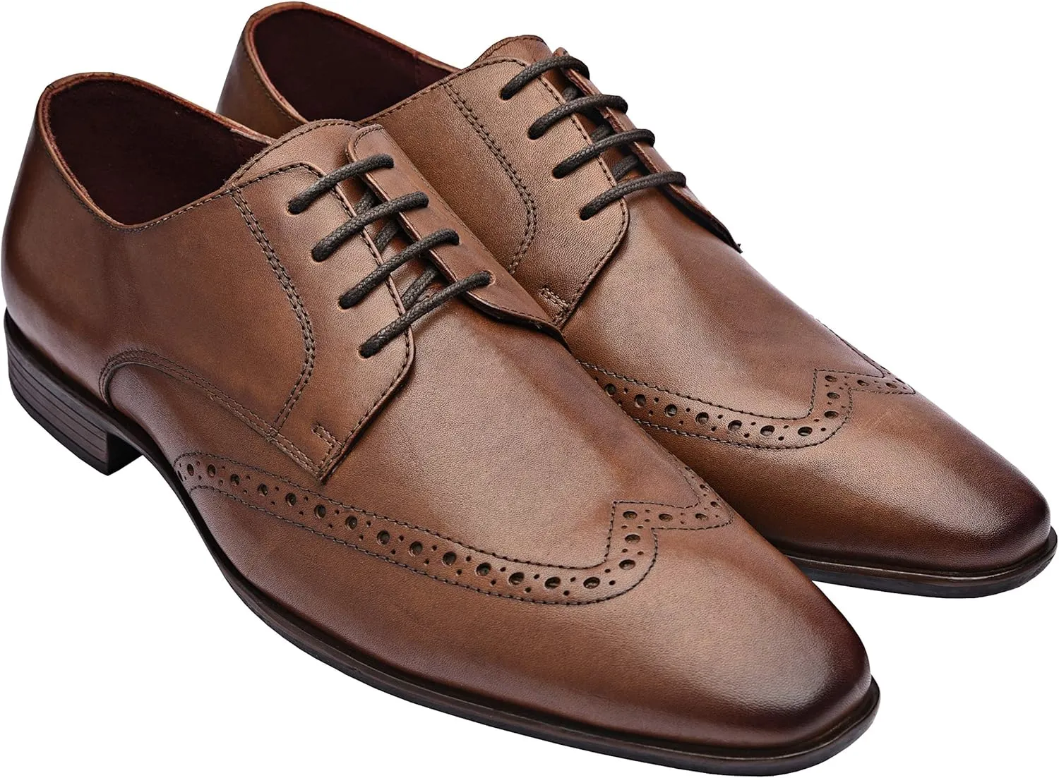 Andre | Genuine Leather Dress Shoes | Men's Wingtip Oxford Shoes | Lace Up Dress Shoes | Low Heels | TPR Sole | Casual Comfortable Shoes