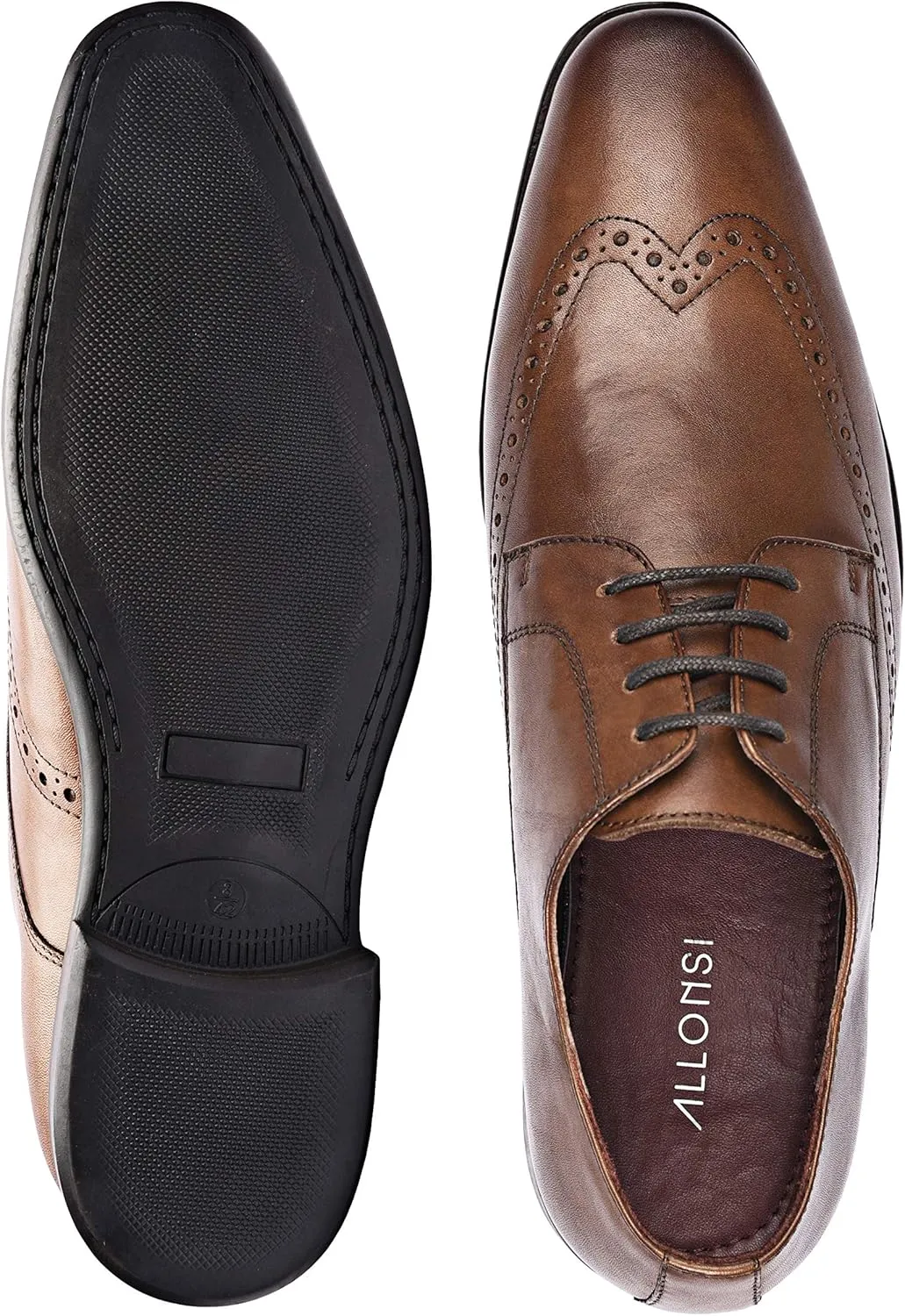 Andre | Genuine Leather Dress Shoes | Men's Wingtip Oxford Shoes | Lace Up Dress Shoes | Low Heels | TPR Sole | Casual Comfortable Shoes
