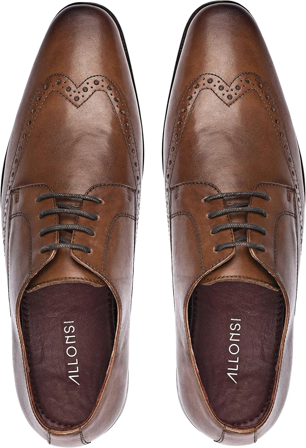 Andre | Genuine Leather Dress Shoes | Men's Wingtip Oxford Shoes | Lace Up Dress Shoes | Low Heels | TPR Sole | Casual Comfortable Shoes
