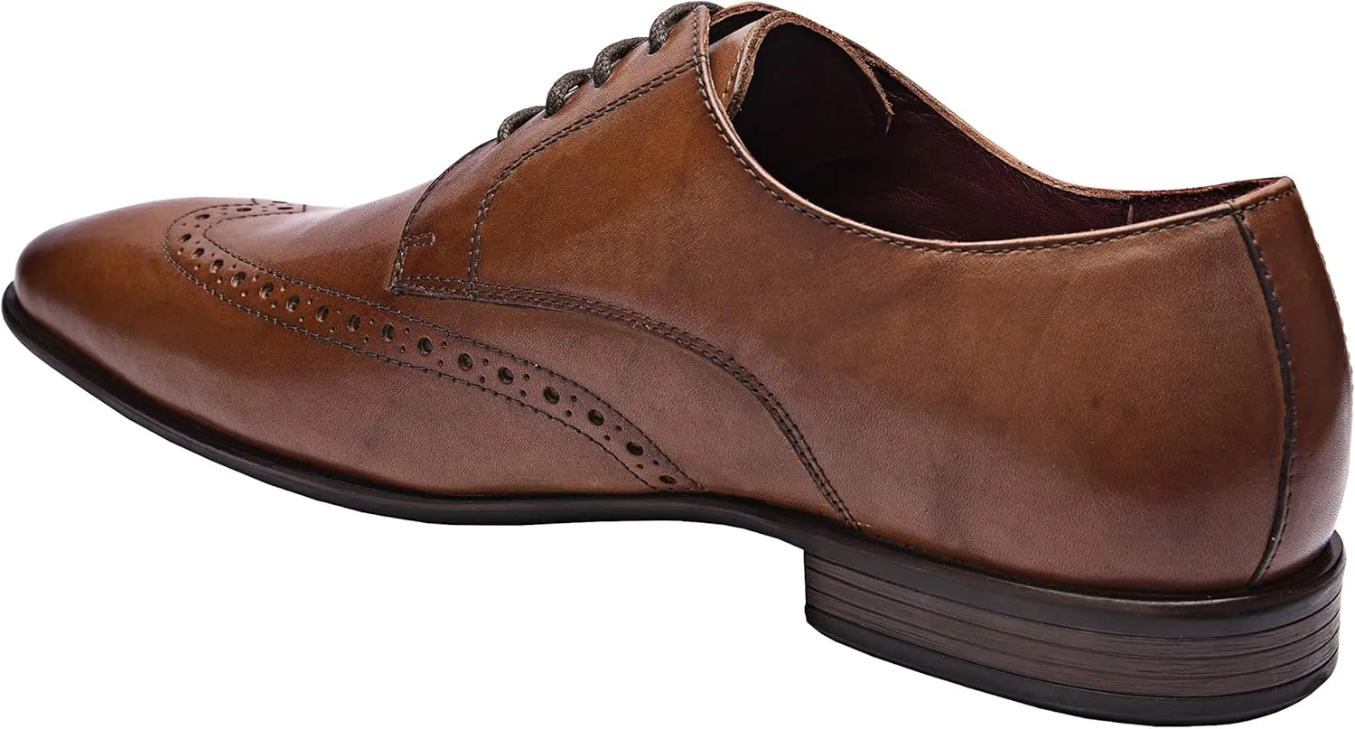 Andre | Genuine Leather Dress Shoes | Men's Wingtip Oxford Shoes | Lace Up Dress Shoes | Low Heels | TPR Sole | Casual Comfortable Shoes