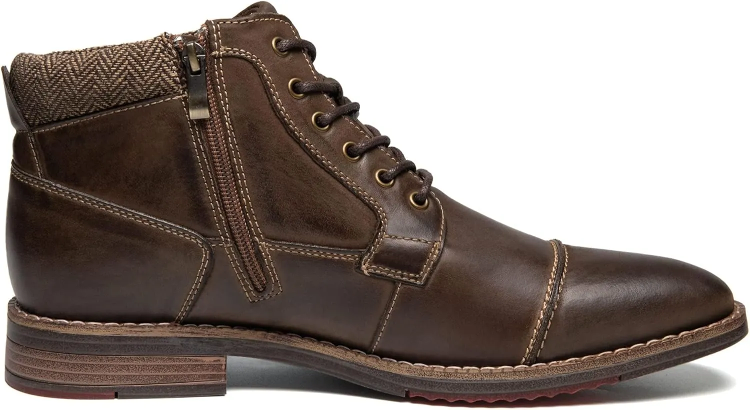 Arkbird Mens Oxford Leather Dress Boots Classic Cap Toe Side Zip Mid Top Casual Ankle Boots for Men