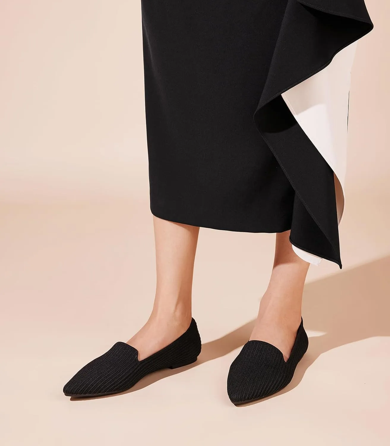 Arromic Women Loafers Flats Comfortable Pointed Toe Loafer Flat Washable Knit Slip On Women Flats for Office Work Casual