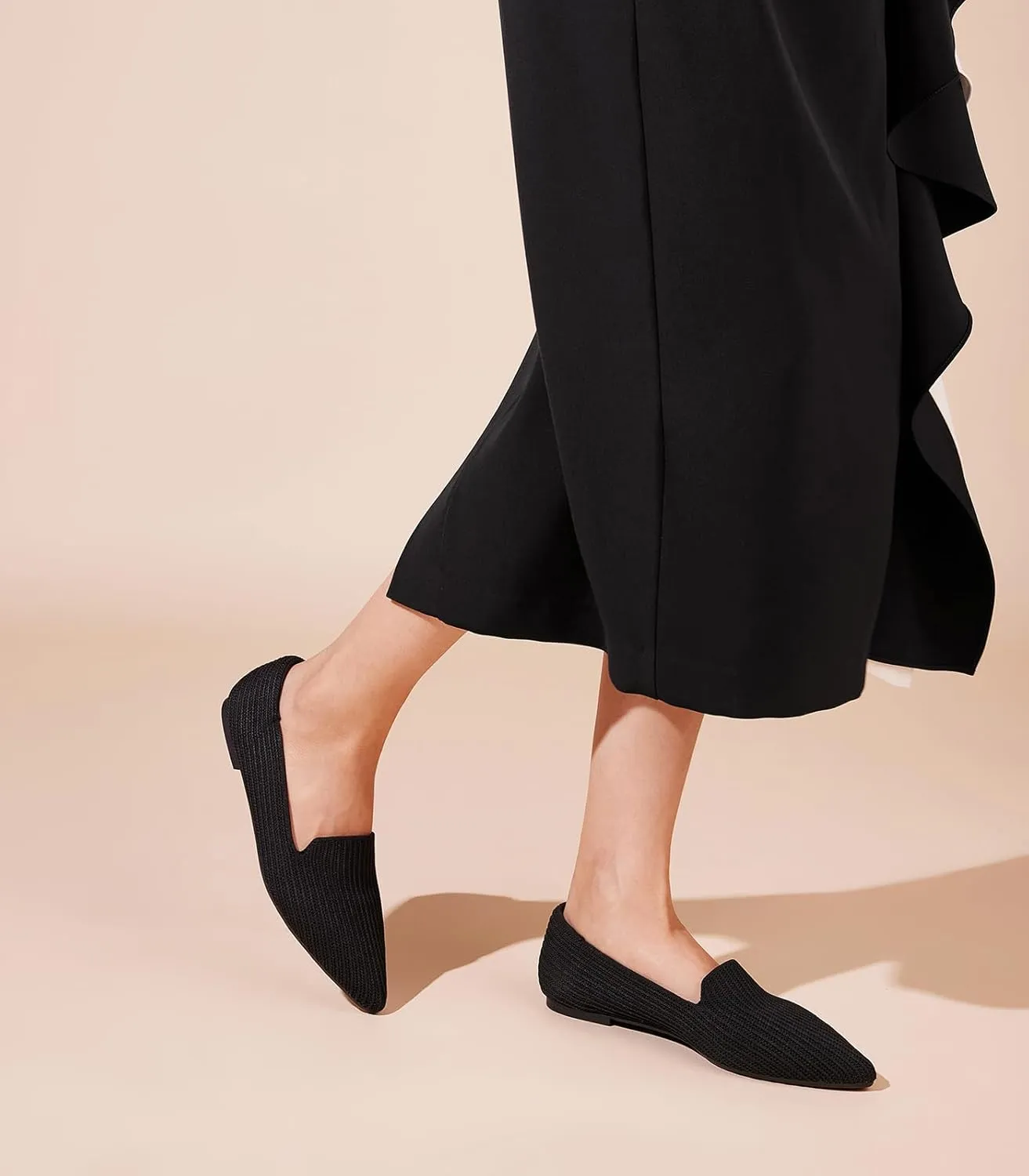 Arromic Women Loafers Flats Comfortable Pointed Toe Loafer Flat Washable Knit Slip On Women Flats for Office Work Casual