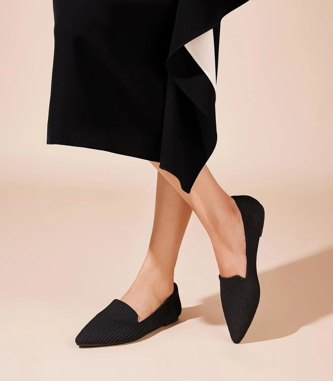 Arromic Women Loafers Flats Comfortable Pointed Toe Loafer Flat Washable Knit Slip On Women Flats for Office Work Casual