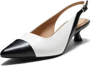 Arromic Women's Slingback Kitten Heels Closed Toe Pointed Toe Low Pump Dress Work Bridal Wedding Heel Shoes