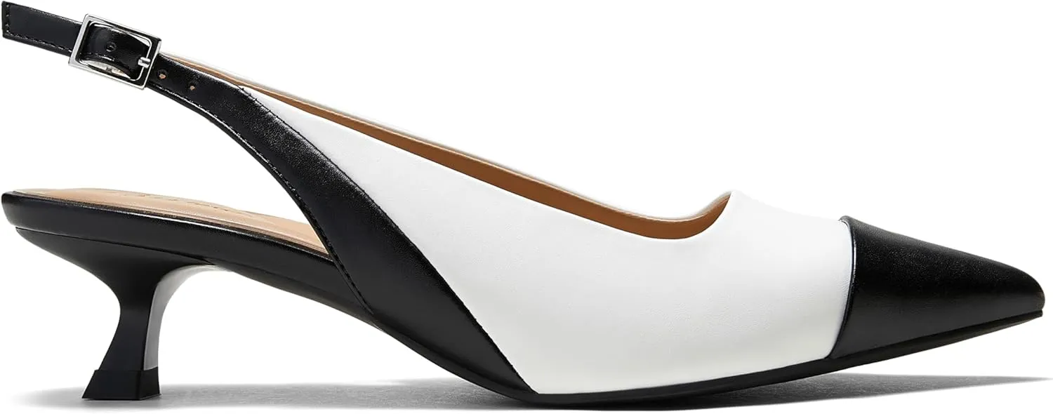 Arromic Women's Slingback Kitten Heels Closed Toe Pointed Toe Low Pump Dress Work Bridal Wedding Heel Shoes