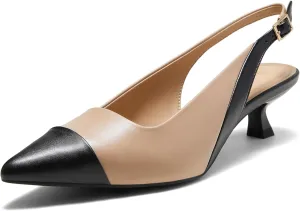 Arromic Women's Slingback Kitten Heels Closed Toe Pointed Toe Low Pump Dress Work Bridal Wedding Heel Shoes