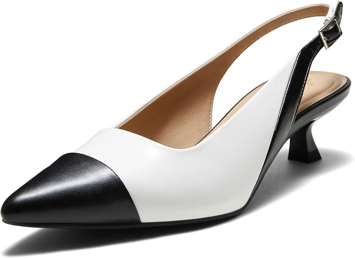 Arromic Women's Slingback Kitten Heels Closed Toe Pointed Toe Low Pump Dress Work Bridal Wedding Heel Shoes