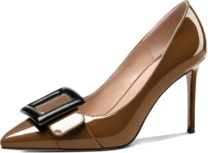 AUMOTED Women Pumps Pointed Toe High Heel 3.4 Inch Party Stiletto Heels Dressy Office Shoes