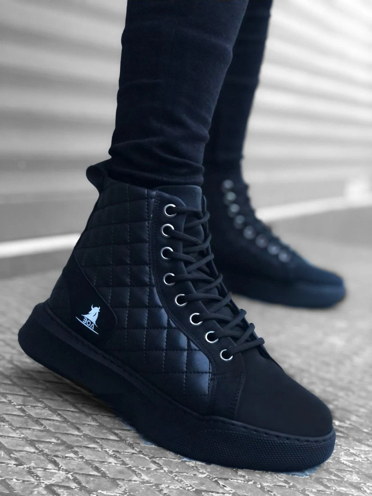 BA0159 Lace-Up Men's High Sole Sneaker Sport Boots