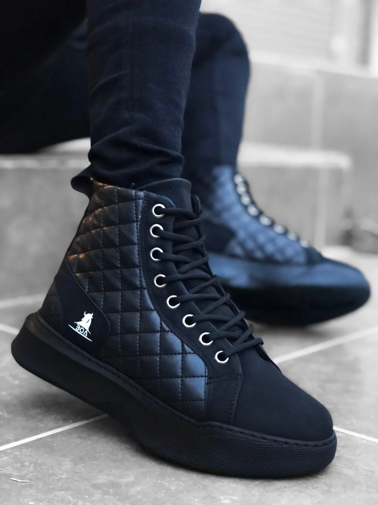 BA0159 Lace-Up Men's High Sole Sneaker Sport Boots
