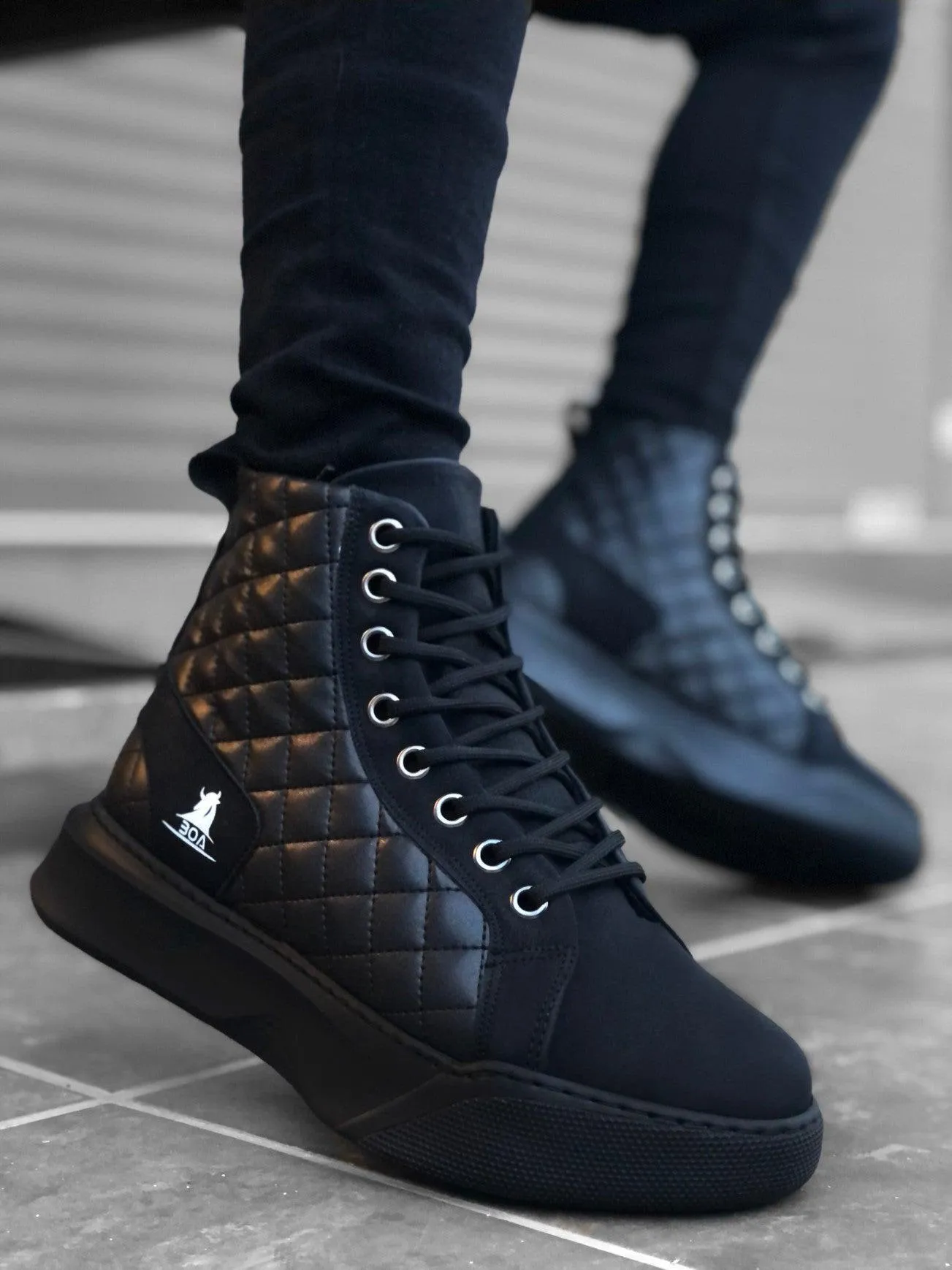 BA0159 Lace-Up Men's High Sole Sneaker Sport Boots