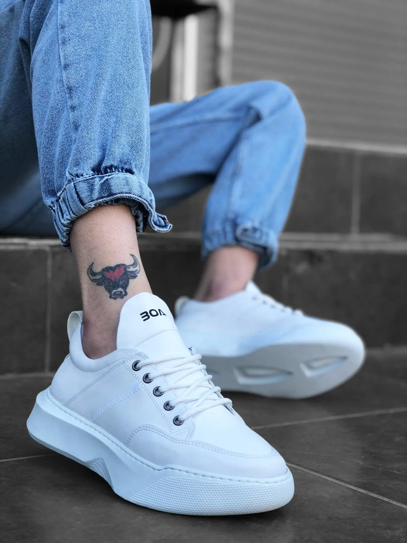 BA0163 Lace-Up Band Men's High Sole Sneaker Sport Shoes