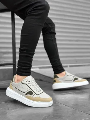 BA0221 Thick High Sole Lace-Up Gray Men's Sneaker Shoes