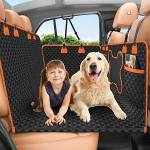 Back Seat Extender for Dogs,Waterproof Back seat pet Cover for Dogs,Hard Bottom Up to 500Lbs Dog car seat Cover for Back seat,Black Large Space Dog Hammock for Car,SUV