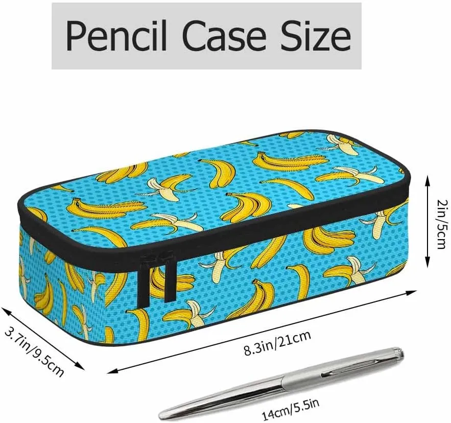 Banana Pencil Holder Bag Yellow Blue Dots Pencil Case College Office Organizer for Teens Adults