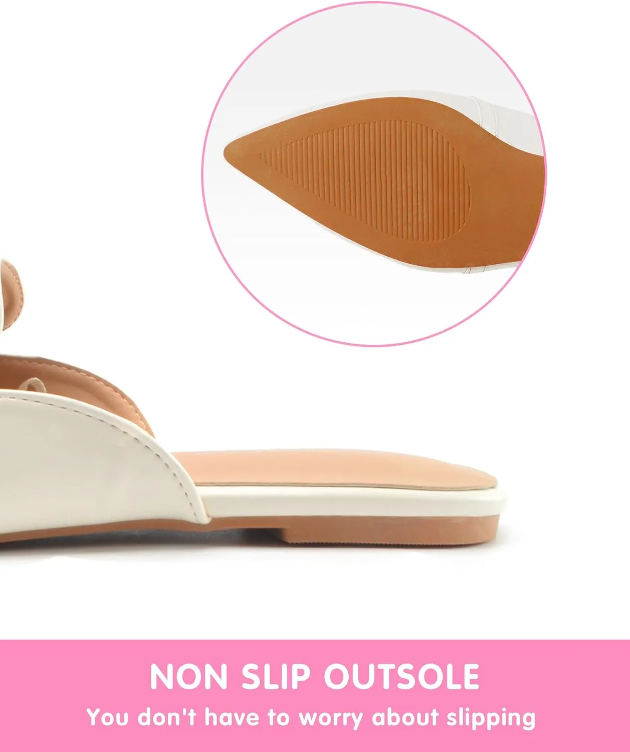 Baotou Half Slippers Women's 2024 Point Toe Metal Buck Flat Shoes Banquet Slippers Fashion Slippers Fashinable Chain Casual Office Lady Comfortable Muller Slippers Sandals