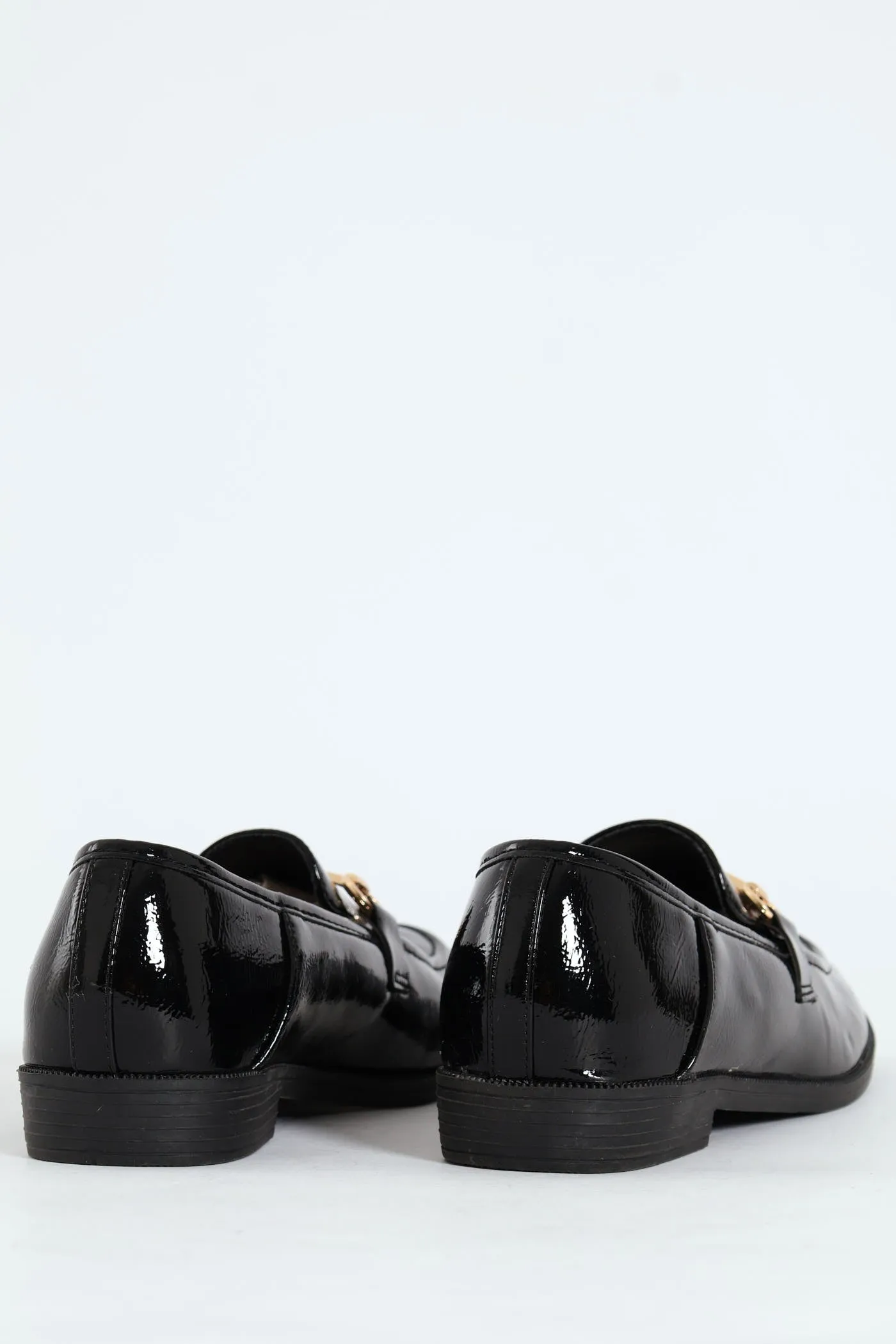 Bar Trim Textured Patent Loafer - Black