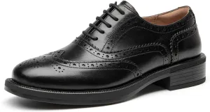 BEAU TODAY Women's Oxford Shoes, Leather Wingtip Brogue Oxfords for Women, Lace Up Saddle Oxfords for Women, Comfortable Casual Business Office Work Shoes, Dress Vintage Oxfords Shoes