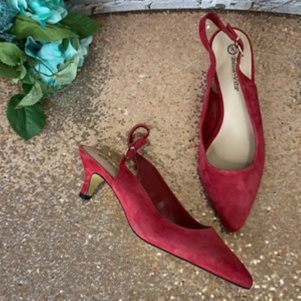 Bella Vita Red Leather Scarlett Slingback Pumps 8
