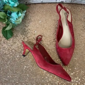 Bella Vita Red Leather Scarlett Slingback Pumps 8