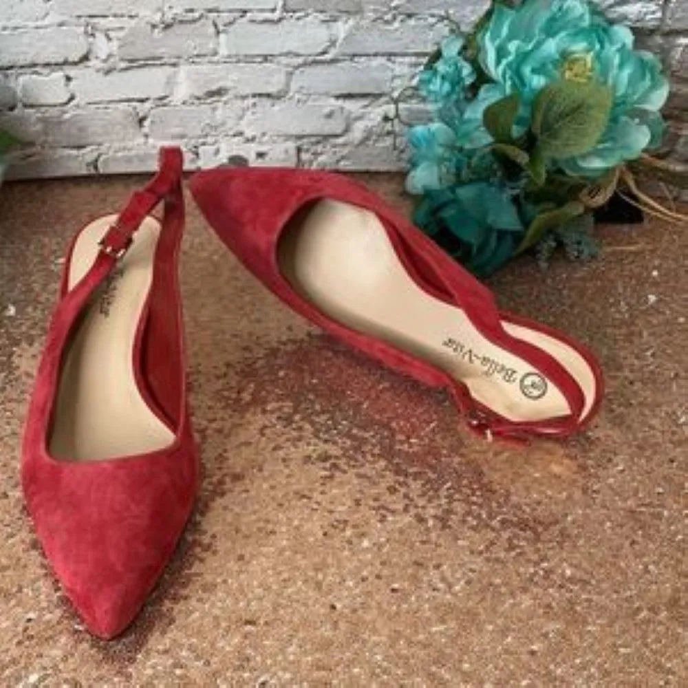 Bella Vita Red Leather Scarlett Slingback Pumps 8