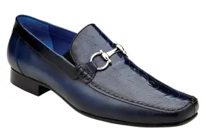 Belvedere Bruno 1026 Navy Genuine Ostrich/Italian Calf Loafers