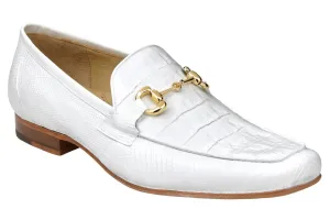 Belvedere Udine 1030 White Genuine Caiman Crocodile/Lizard Loafers