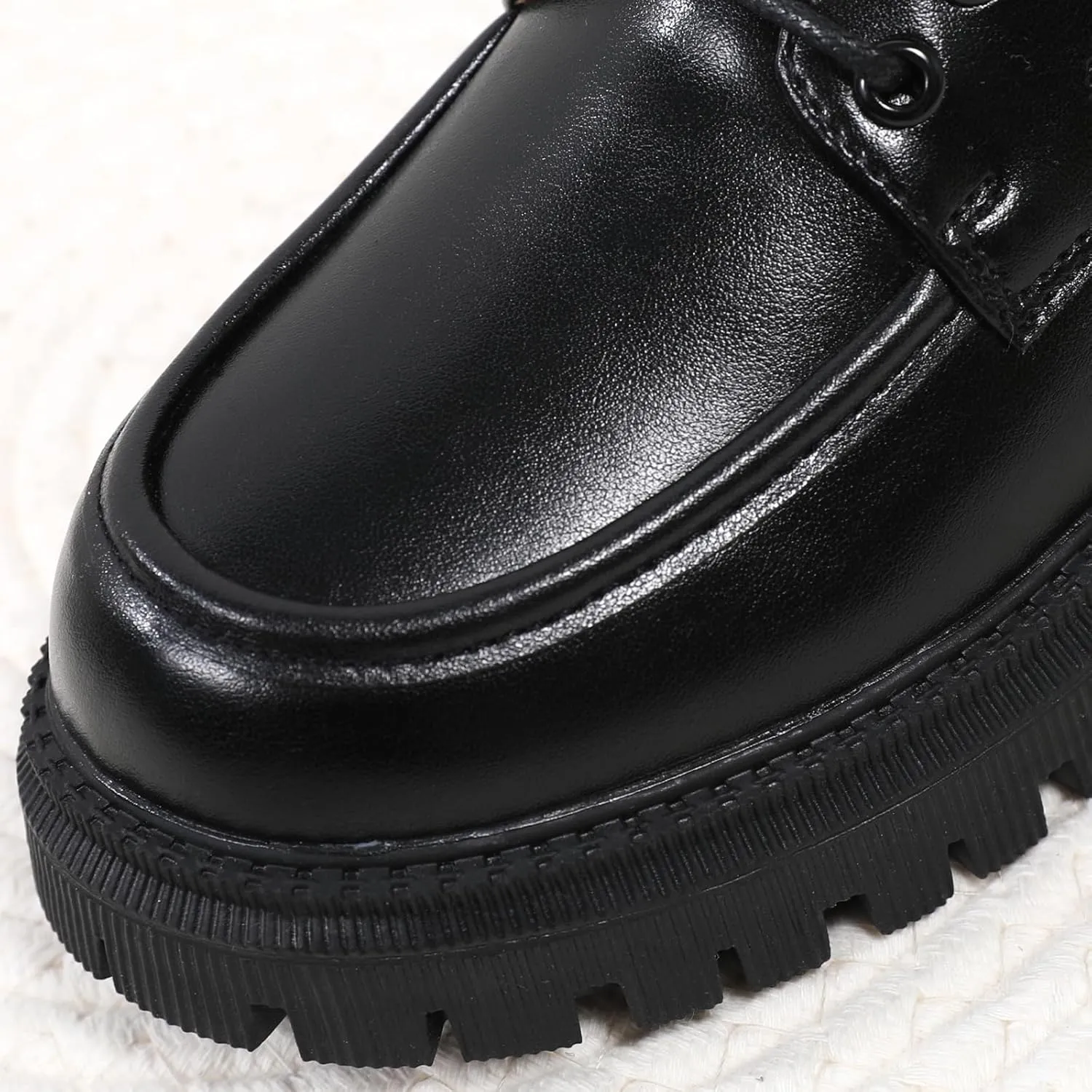 Black Oxford Shoes for Women Platform Chunky Patent Leather Shoes for Women's Classic Comfortable Business Casual Work