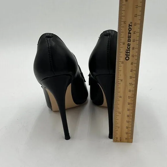 Black Women Stiletto High Heel Loafer Pumps with Trim Pointed Toe Slip On Shoes
