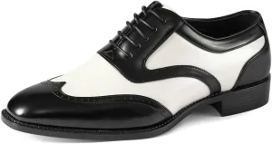Bolano Lawson, Wingtip Oxford Dress Shoes for Men, Two-Tone & Shiny Metallic Oxfords, Men's Formal Tuxedo Shoes