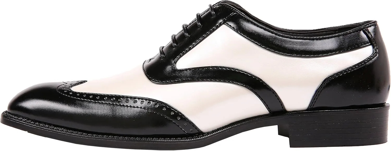 Bolano Lawson, Wingtip Oxford Dress Shoes for Men, Two-Tone & Shiny Metallic Oxfords, Men's Formal Tuxedo Shoes