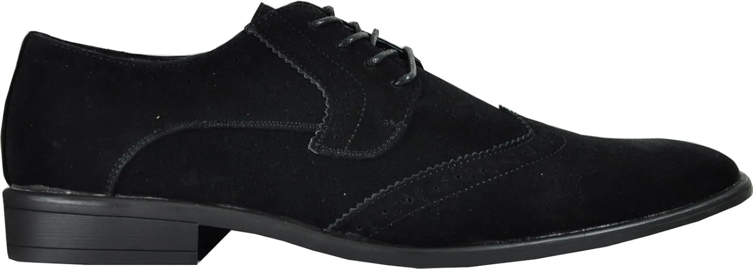 bravo! Men Dress Shoe King Classic Lace-up Oxford Plain or Cap Toe or Wingtip Leather Sock Medium and Wide Width Size from 6 to 18 Black Brown Cognac Blue Purple Red