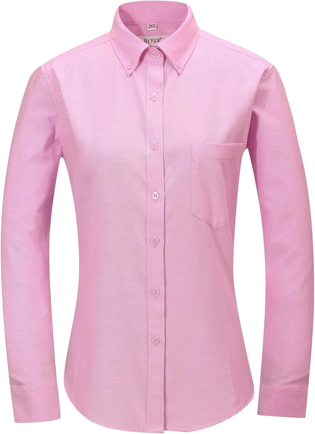 Button Up Shirt Women Long Sleeve Oxford Shirt Classic-Fit Cotton Work Blouse Wrinkle Resistant