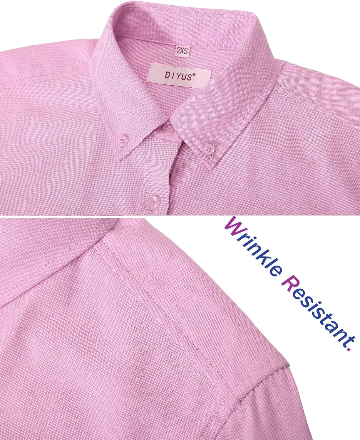 Button Up Shirt Women Long Sleeve Oxford Shirt Classic-Fit Cotton Work Blouse Wrinkle Resistant