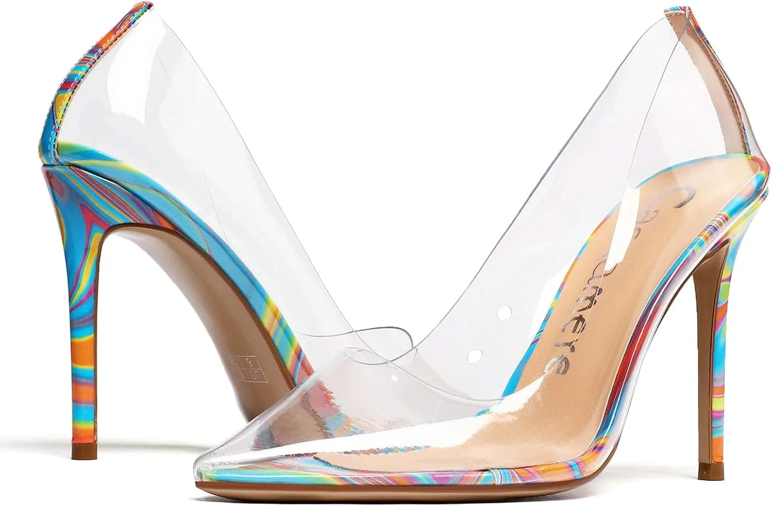 Castamere Womens High Heels Transparent Pumps Slip-on Sexy Clear Pointy Toe 10CM Heels