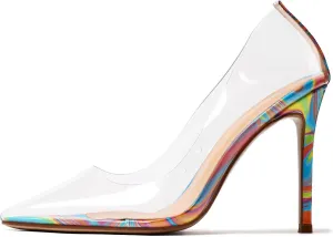 Castamere Womens High Heels Transparent Pumps Slip-on Sexy Clear Pointy Toe 10CM Heels