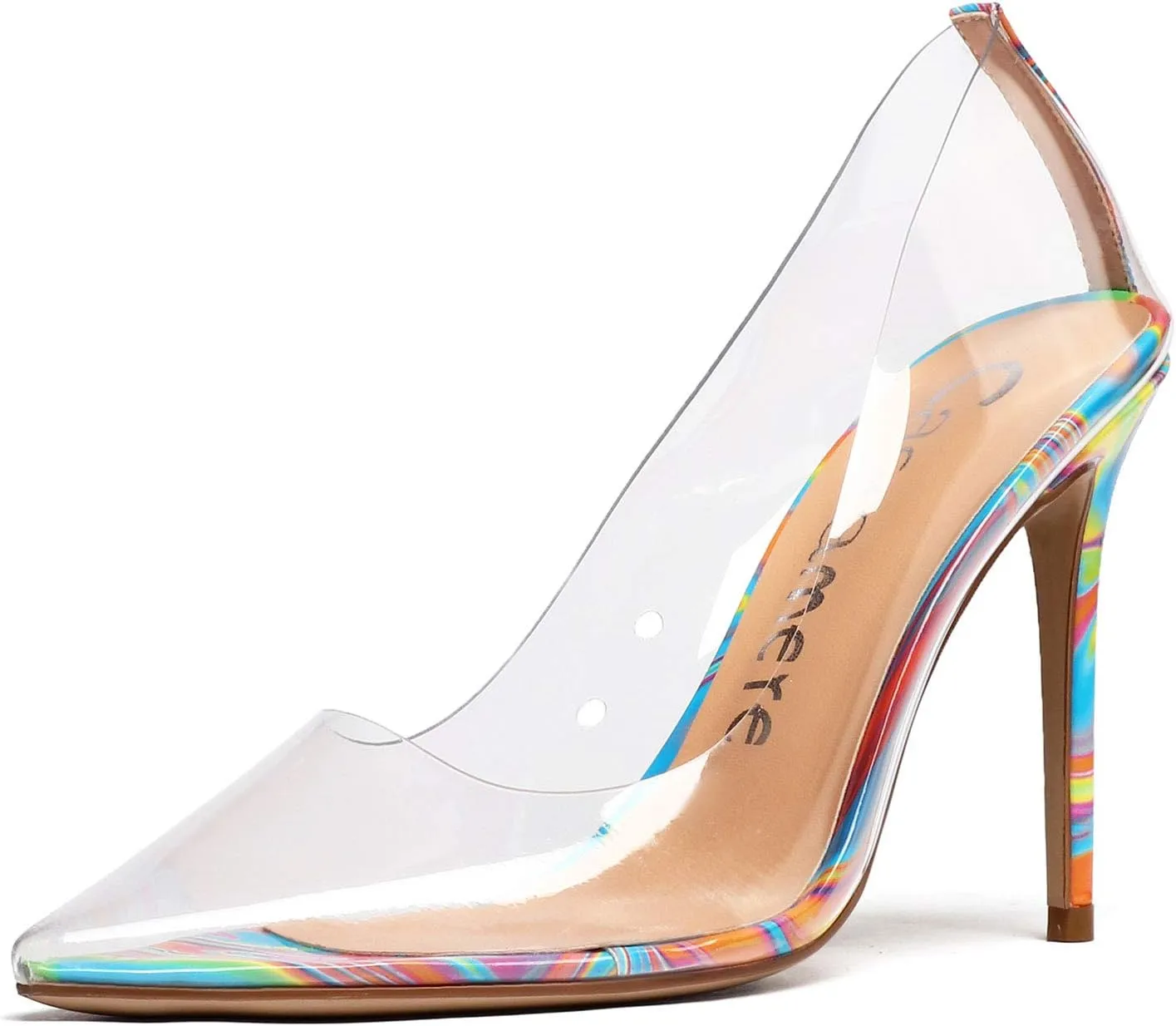 Castamere Womens High Heels Transparent Pumps Slip-on Sexy Clear Pointy Toe 10CM Heels